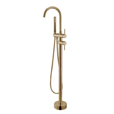 Brushed Brass Freestanding Tap with Handheld Shower