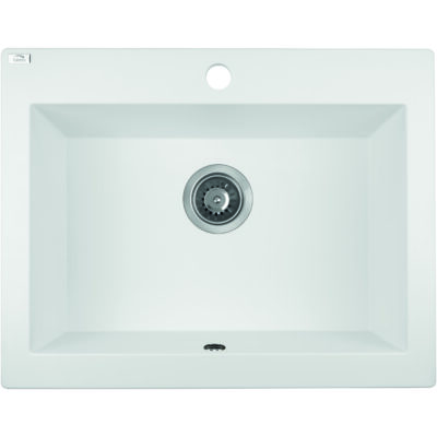 490 x 580 x 220mm White Laveo Granite Single Bowl Kitchen Sink