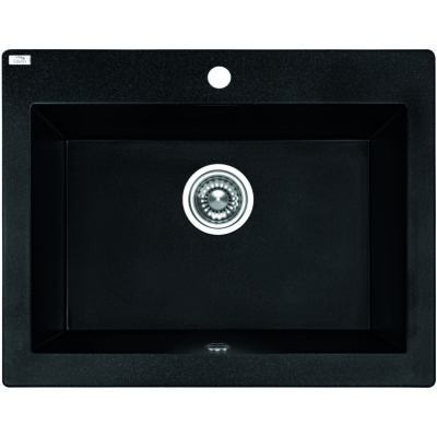 490 x 580 x 220mm Black Laveo Granite Single Bowl Kitchen Sink