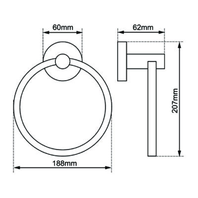 Brushed Copper LUCID PIN Series Round Towel Ring