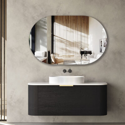 1200mm Black Oak Bondi Wall Hung Curve Vanity