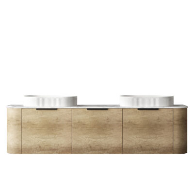 1800mm Natural Oak Bondi Wall Hung Curve Vanity