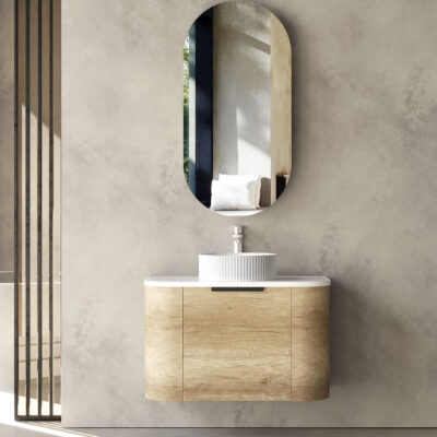 750mm Natural Oak Bondi Wall Hung Curve Vanity