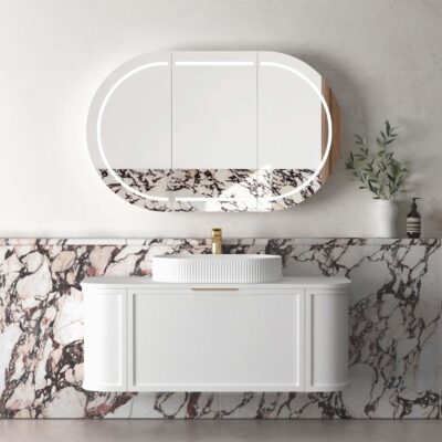 1200mm Matte White Hampshire Satin Wall Hung Curve Vanity