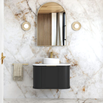 750mm Matte Black Hampshire Satin Wall Hung Curve Vanity
