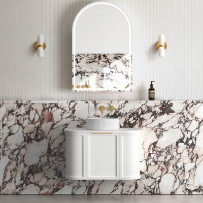 750mm Matte White Hampshire Satin Wall Hung Curve Vanity
