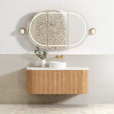 1200mm Woodland Oak Bondi Fluted Curve Vanity