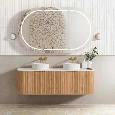 1500mm Woodland Oak Bondi Fluted Curve Vanity