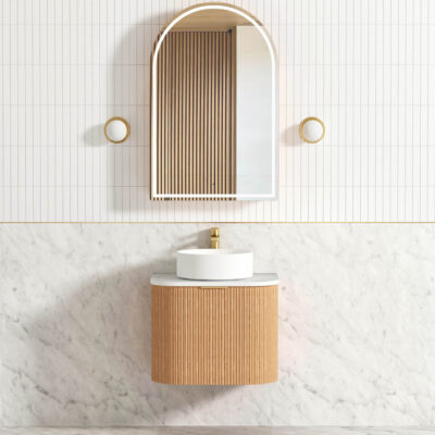 600mm Woodland Oak Bondi Fluted Curve Vanity