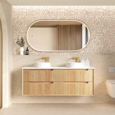 1500mm Woodland Oak Byron Fluted Wall Hung Vanity