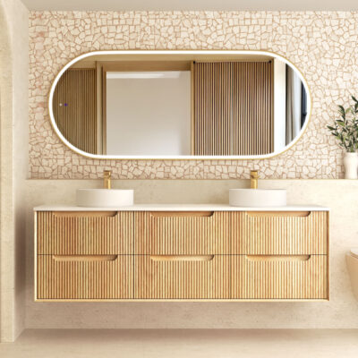 1800mm Woodland Oak Byron Fluted Wall Hung Vanity