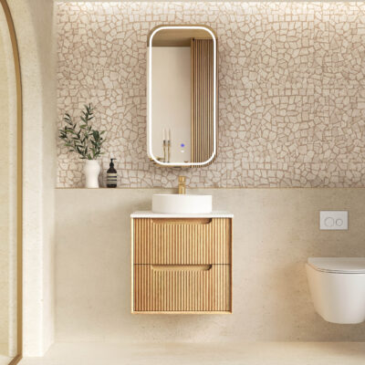 600mm Woodland Oak Byron Fluted Wall Hung Vanity