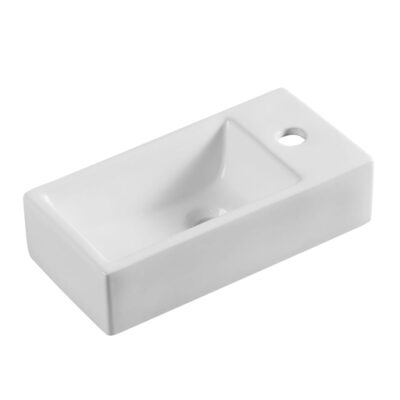 405 x 205 x 105mm Gloss White Compact Above Counter Basin Left Hand Bowl