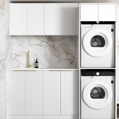 1960mm White Laundry Kit 1960C Noosa with Stone Top & Sink
