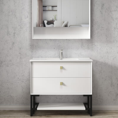 900mm Matte White Leg Boston