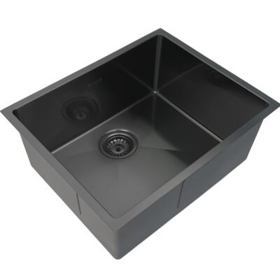 580 x 440 x 220mm Gun Metal Otti Axon Single Bowl Kitchen Sink