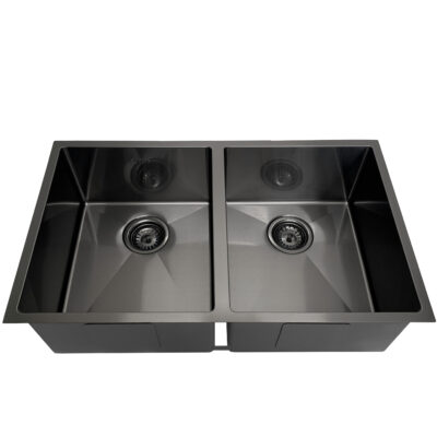760 x 450 x 220mm Gun Metal Otti Arte Double Bowl Kitchen Sink