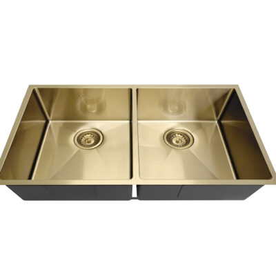 880 x 450 x 220mm Brushed Gold Otti Arte Double Bowl Kitchen Sink