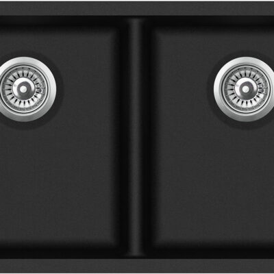 810 x 480mm Matte Black Otti Granite Double Bowl Kitchen Sink with Drainer