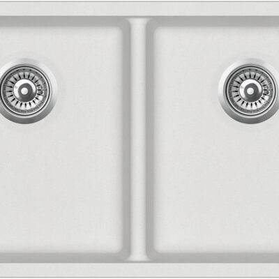 810 x 480mm Matte White Otti Granite Double Bowl Kitchen Sink with Drainer