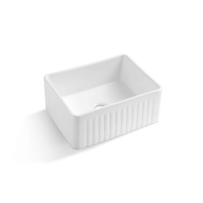 616 x 465 x 256mm Gloss White Otti Hampshire Fireclay Single Bowl Butler Sink