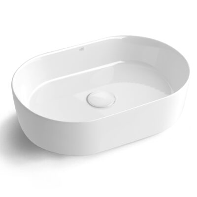 500 x 340 x 120mm Gloss White Oval Quay Basin