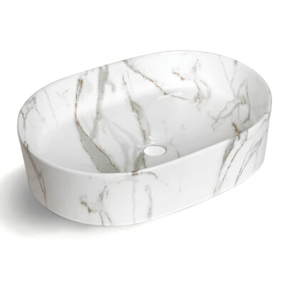 500 x 340 x 120mm Carrara Oval Quay Gloss Basin