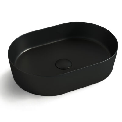 500 x 340 x 120mm Matte Black Oval Quay Basin