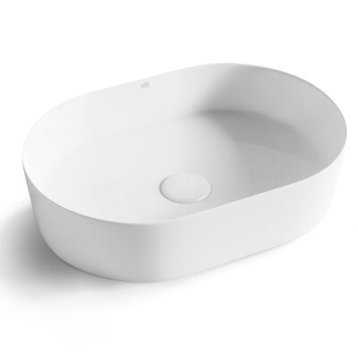 500 x 340 x 120mm Matte White Oval Quay Basin