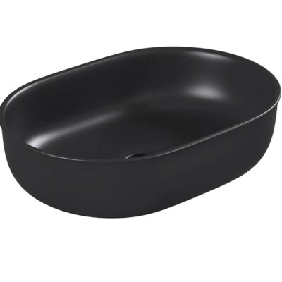 500 x 350 x 130mm Matte Black Oval Bronte Basin