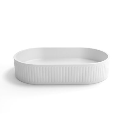 600 x 350 x 120mm Concrete Oval Hudson Fluted Basin
