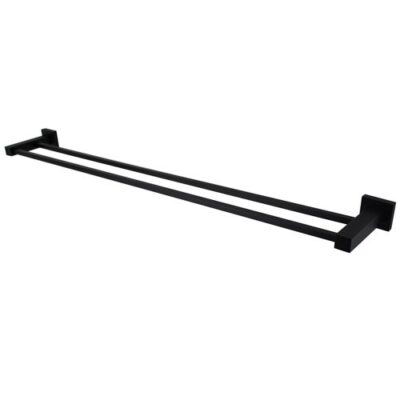 900mm Matte Black Lux Double Towel Rail