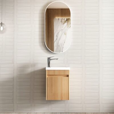 400mm Woodland Oak Mini Ensuite Vanity Fluted Vanity