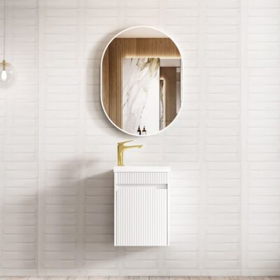 400mm Matte White Mini Ensuite Vanity Fluted Vanity (